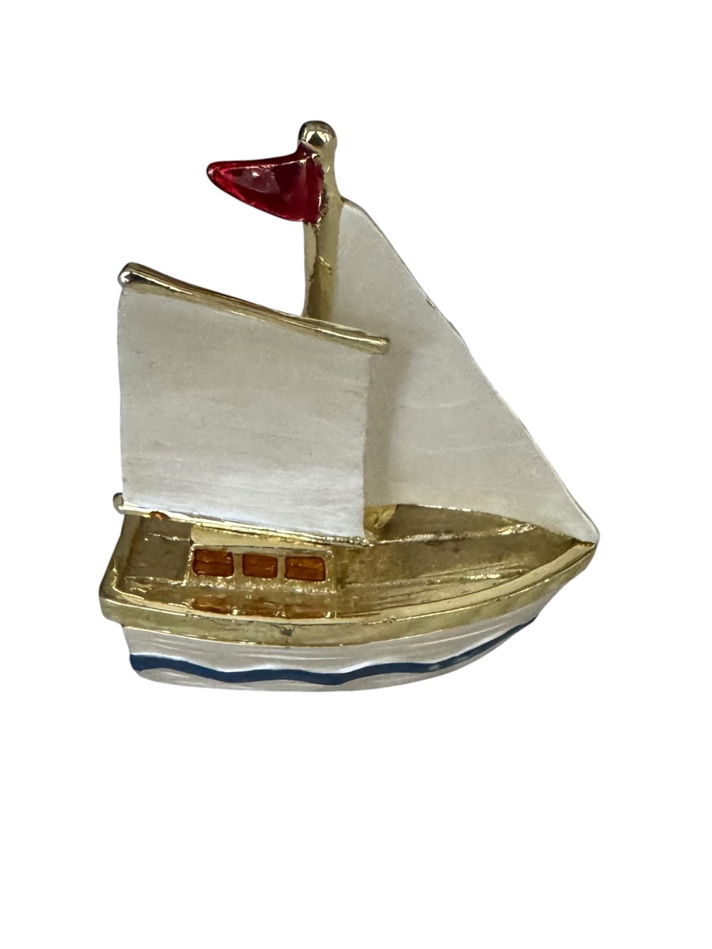SailBoat Trinket Box With Rhinestones - Picture 2 of 3
